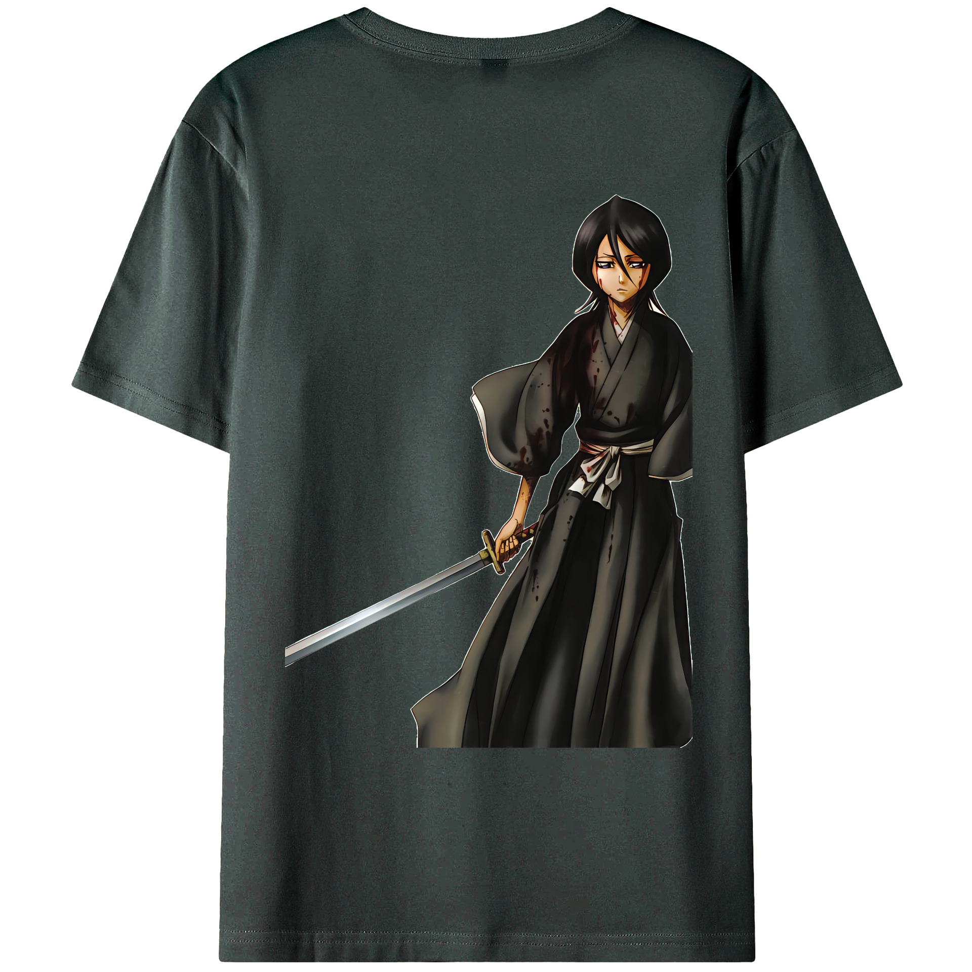 （画像用） ブリーチ 朽木ルキア BLEACH Kuchiki Rukia 綿100％ メンズ半袖Tシャツ（バックプリント） 通気性